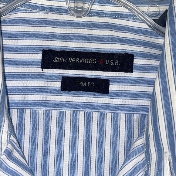 John Varvatos trim fit long sleeve stripe shirt. Size 16  34/35 GUC - Picture 7 of 10